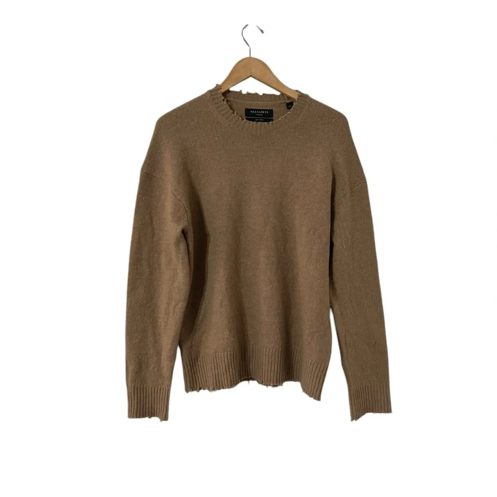 ALL SAINTS Men’s Luxor Wool Distressed Sweater Pullover Top